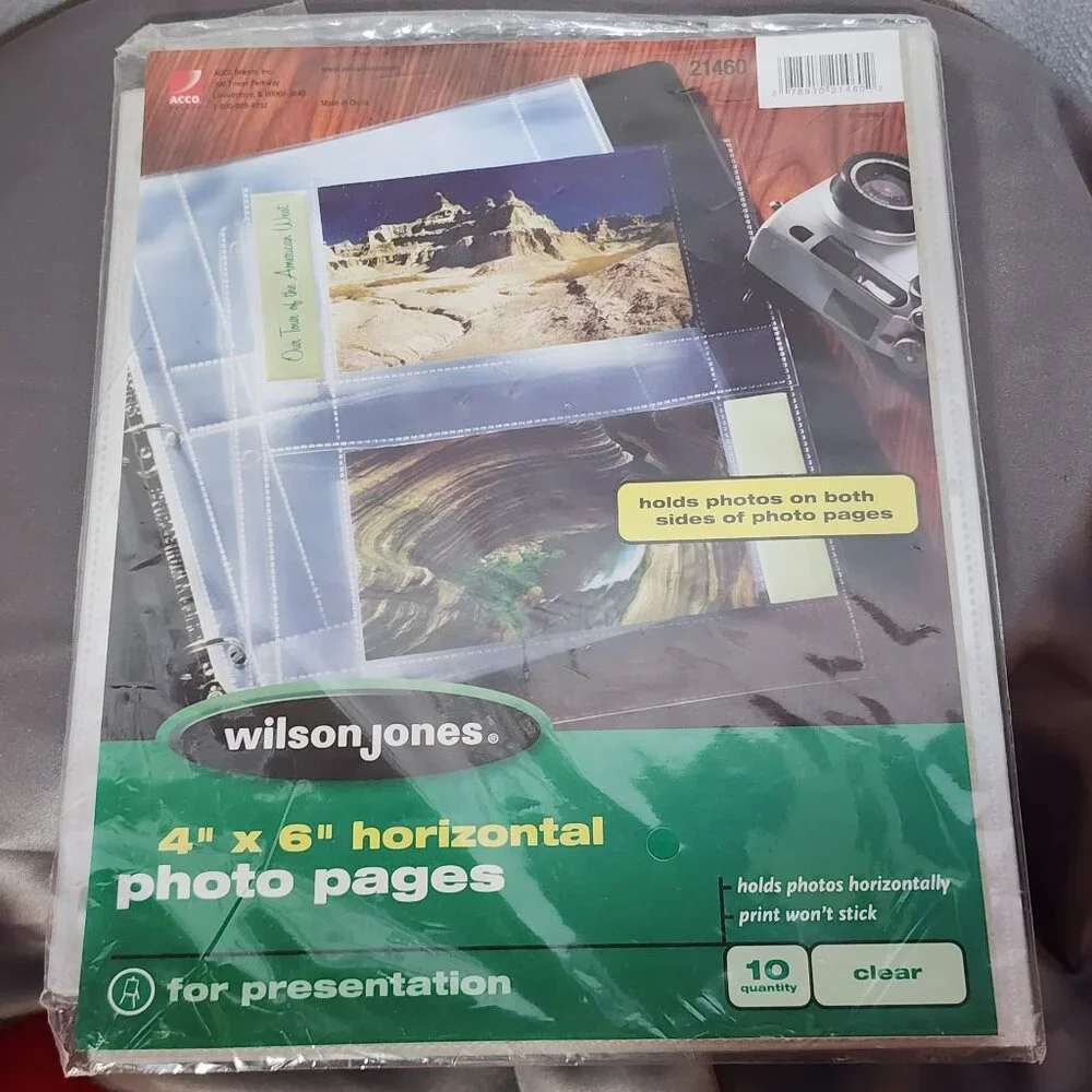Wilson Jones 10pk Clear Two Sided 4x6 Horizontal Photo Pages for Presentation
